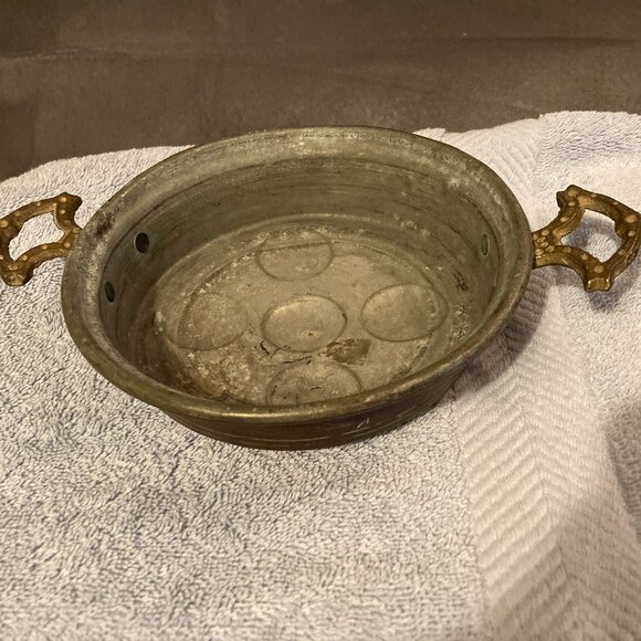 VTG 1930's Copper Escargot/Egg Poacher Pan with Brass Handles-France-6.5" D-GUC - Picture 6 of 9